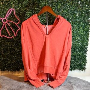 Daily Practice by Anthropologie Coral V-Neck Hoodie Sweatshirt